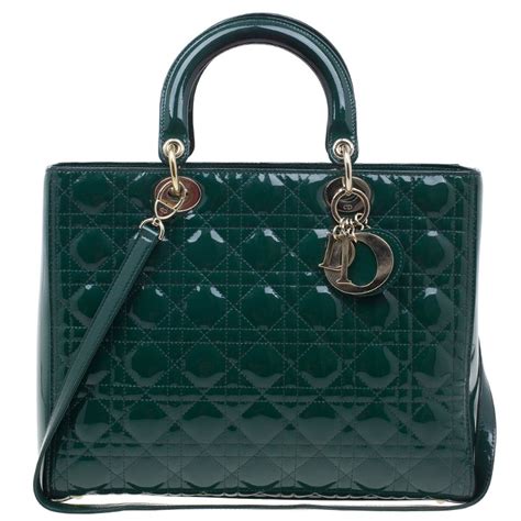 lady dior pine green|Lady dior patent leather handbag Dior Green in Patent leather.